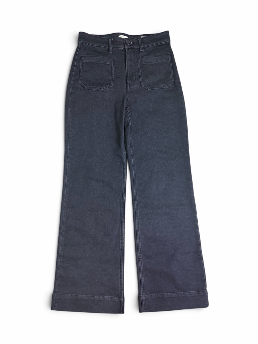 FAHERTY Stretch Terry Patch Pocket Wide Leg Pants Size 27 Onyx Black